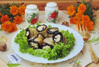 Рулетики из баклажанов с сыром и орехами