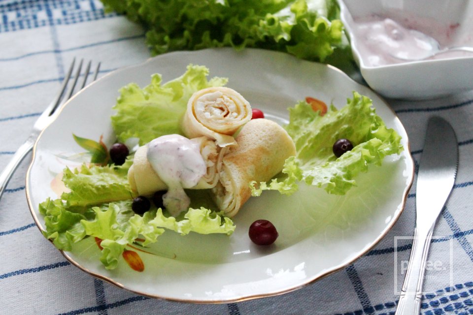 Блинчики заварные с кальмарами и сыром - Шаг 26