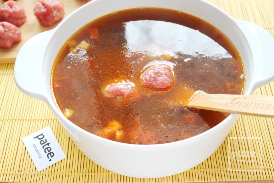 Суп с чечевицей и мясными фрикадельками - Шаг 17