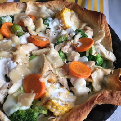 Очень ленивый пирог с курицей и овощами или полезная шаверма - Шаг 5