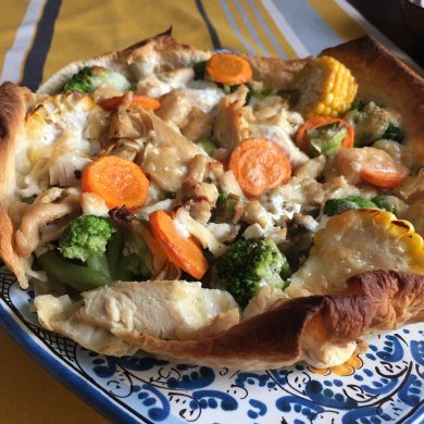 Очень ленивый пирог с курицей и овощами или полезная шаверма - Шаг 6