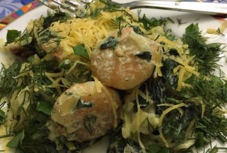 Шпинат с креветками