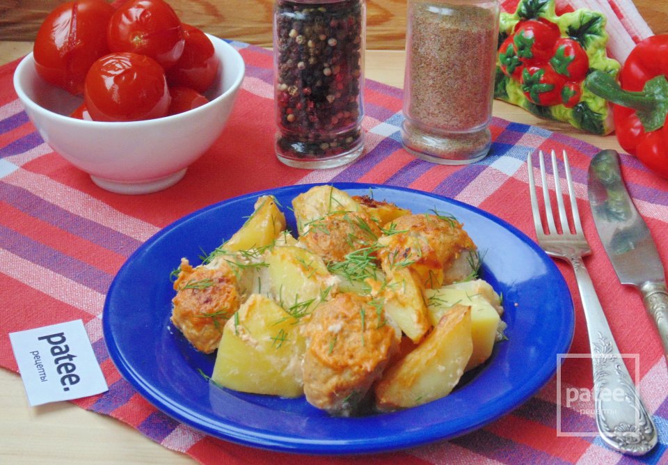 Куриные тефтели с грибами и картофелем в духовке - Шаг 19