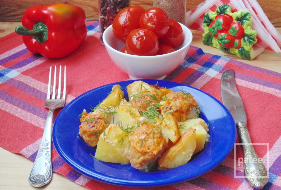 Куриные тефтели с грибами и картофелем в духовке - Шаг 20