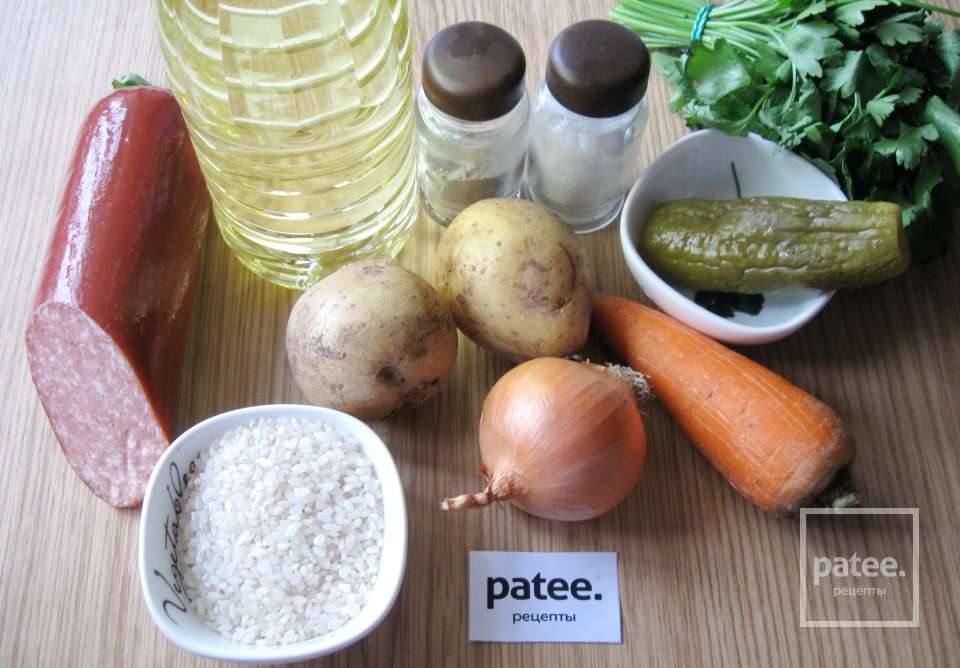 Рассольник с копченой колбасой - Шаг 1