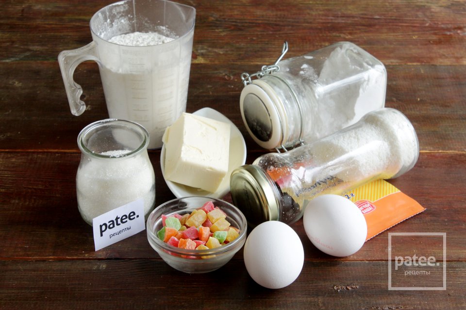 Кексы с цукатами и кокосовой стружкой - Шаг 1