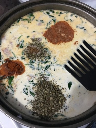 Паста с креветками, беконом, шпинатом и томатами черри - Шаг 6