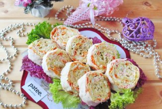 Новогодняя закуска "Оливье-рулет"