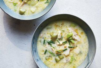 Суп с белой рыбой и фасолью