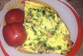 Омлет с сосисками