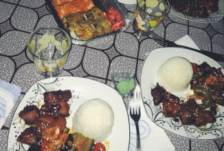 Курица с рисом и овощами в соусе терияки🎎