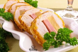 КУРИНОЕ ФИЛЕ ЗАПЕЧЁННОЕ СЫРОМ, ВЕТЧИНОЙ И АНАНАСАМИ 🍍