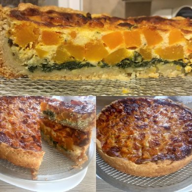 Открытый пирок ( киш ) с тыквой и шпинатом - Шаг 11