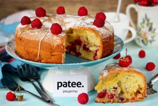 Пирог с малиной и белым шоколадом