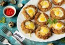 Мясные гнёзда с сыром и перепелиными яйцами