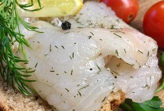 Слабосоленый палтус в коньяке