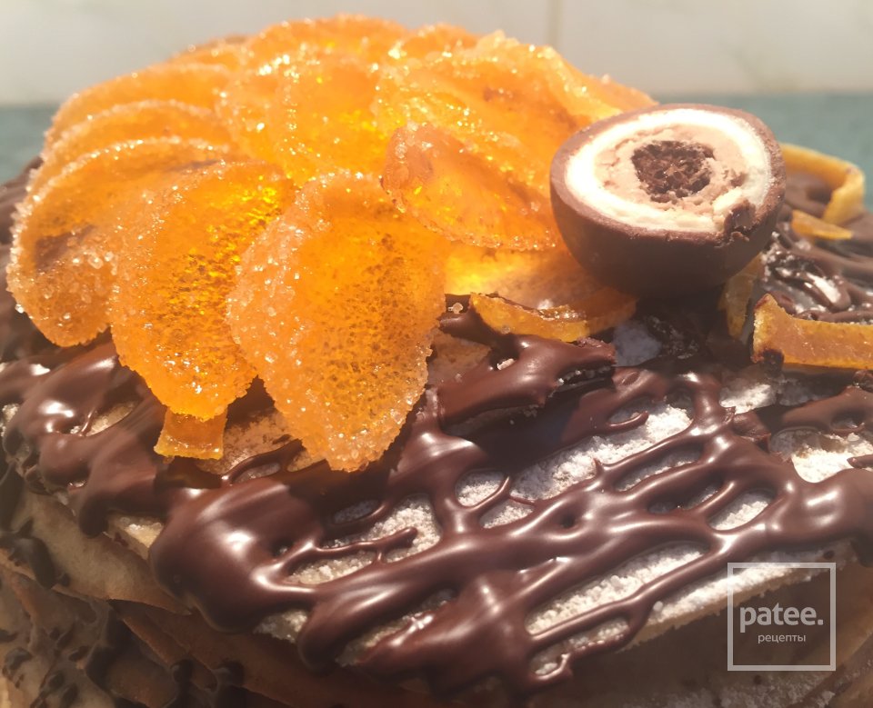 Блинный торт с шоколадным кремом - Шаг 8