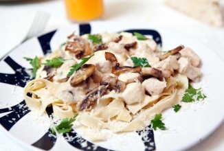 Курица под сливочно-грибным соусом