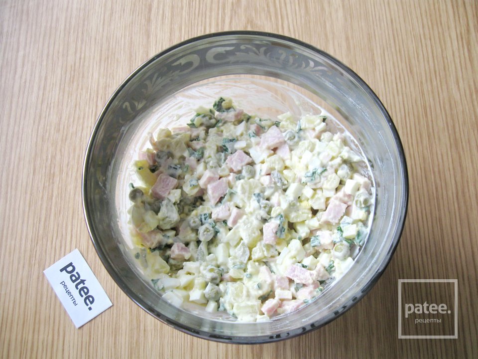 Салат с бужениной и зеленым горошком - Шаг 11
