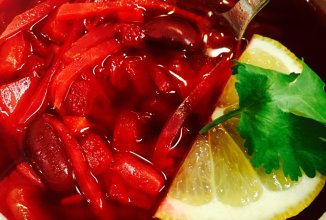 Фантастически вкусный постный  борщ с красной фасолью
