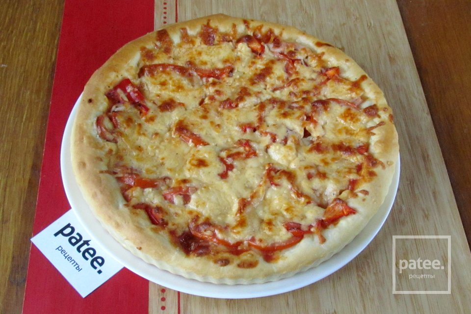 Пицца с копчёной курицей и болгарским перцем - Шаг 11