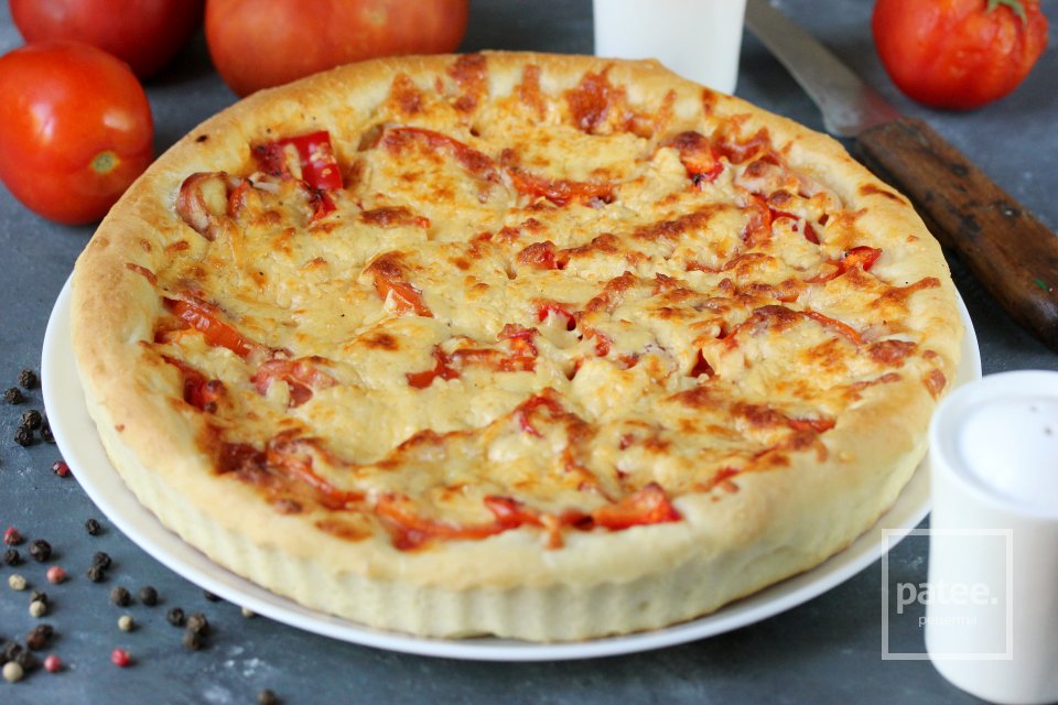 Пицца с копчёной курицей и болгарским перцем - Шаг 12