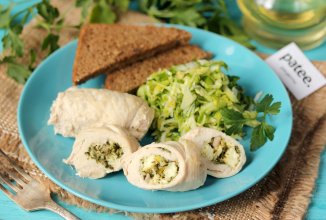 Куриные рулетики с творогом и зеленью