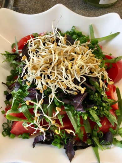 Салат "Эльбрус" с томатами, проростками пажитника и семенами подсолнечника. - Шаг 5