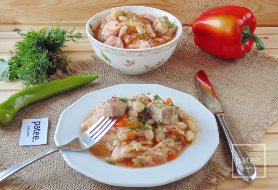 Бигус с фасолью и сосисками - Шаг 13
