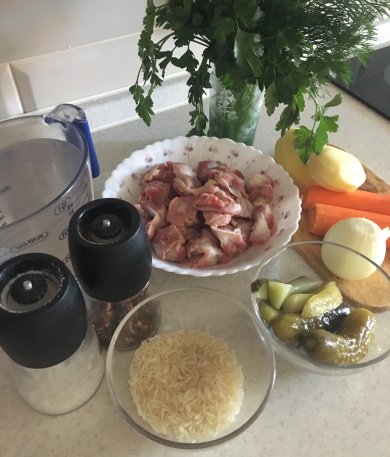 Рассольник с куриными желудками и рисом - Шаг 1