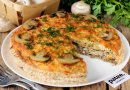 Пирог из вафельных коржей с мясом и грибами