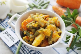 Овощное рагу с зеленой фасолью и тыквой