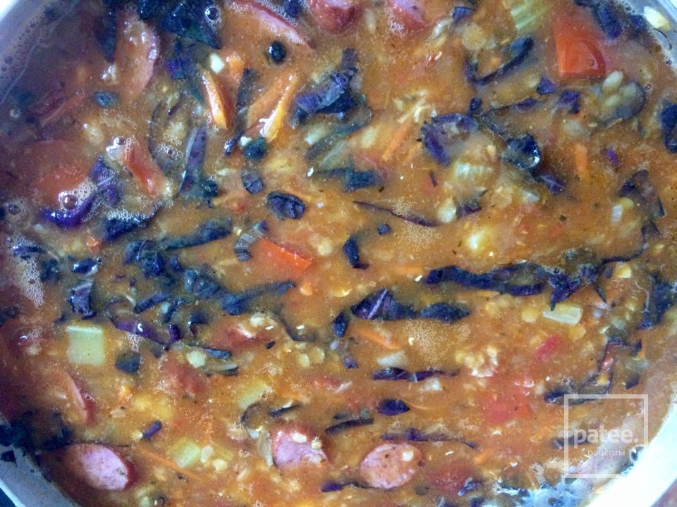 Итальянский суп с чечевицей и охотничьими колбасками. - Шаг 10