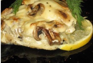 Треска с шампиньонами