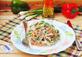 Салат с говяжьей печенью и сыром