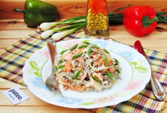 Салат с говяжьей печенью и сыром