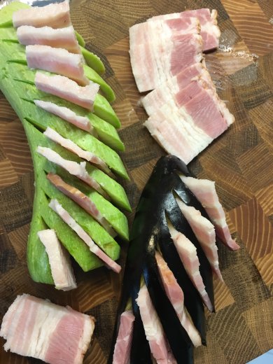 Закуска "Дымок"- кабачок и баклажан 🍆 с копченой грудинкой. - Шаг 4