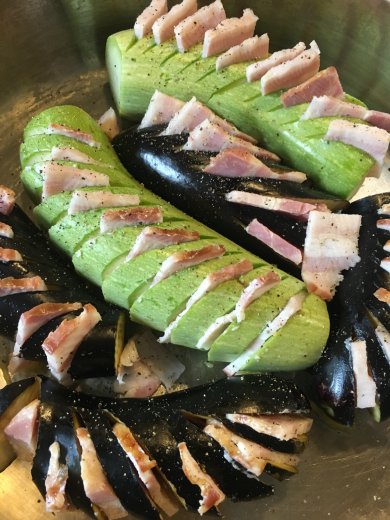 Закуска "Дымок"- кабачок и баклажан 🍆 с копченой грудинкой. - Шаг 5