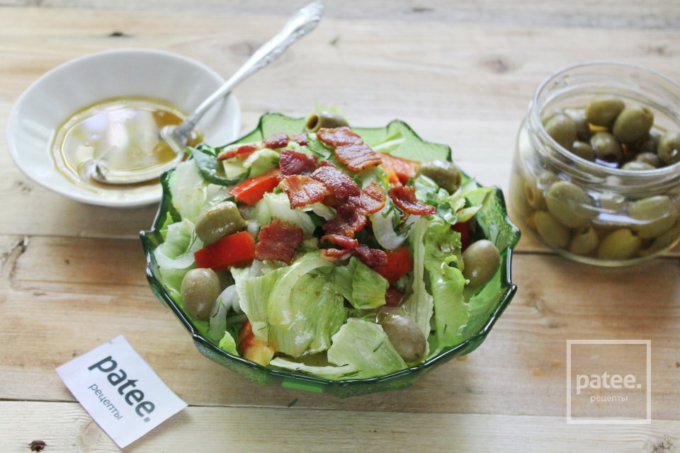 Зеленый салат с копченой грудинкой - Шаг 16