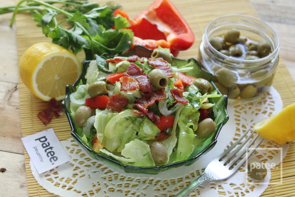 Зеленый салат с копченой грудинкой - Шаг 17