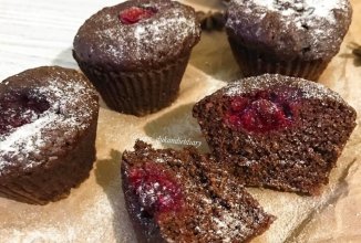 Шоколадные кексы с вишней🍒