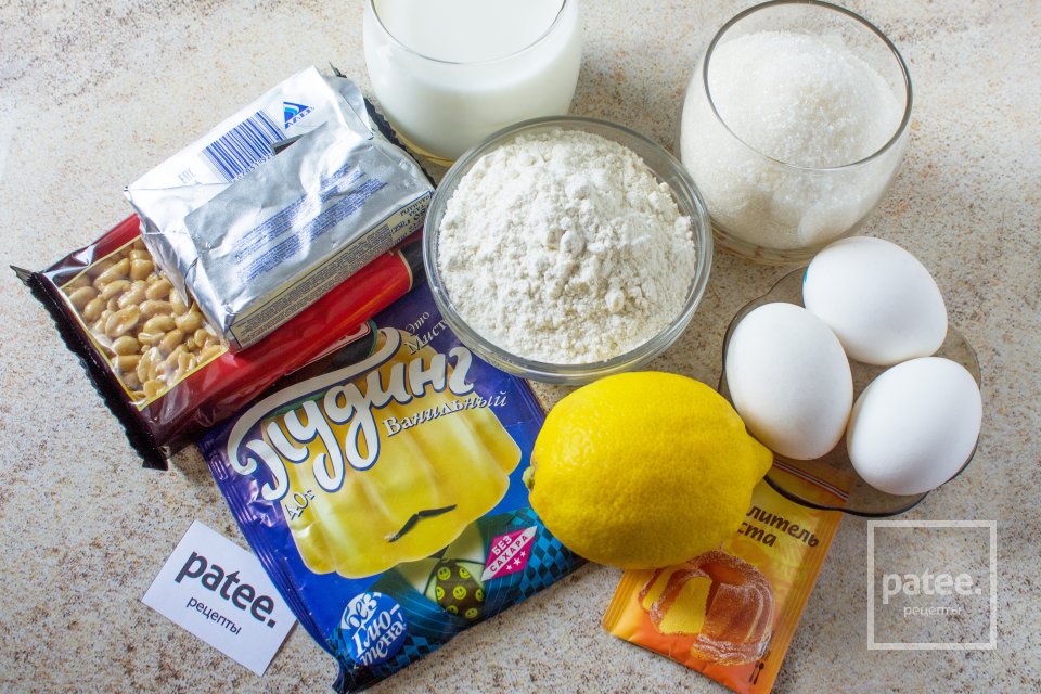 Лимонный торт с ореховым грильяжем - Шаг 1