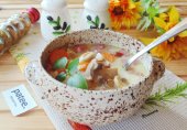 Сырный суп с грибами и колбасой