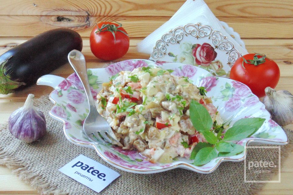 Салат из баклажанов с яйцом и помидорами - Шаг 14