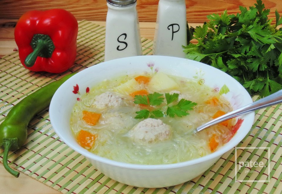 Суп с фунчозой и мясными фрикадельками - Шаг 15