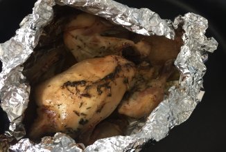 Цыплёнок корнишон и макароны с тимьяном