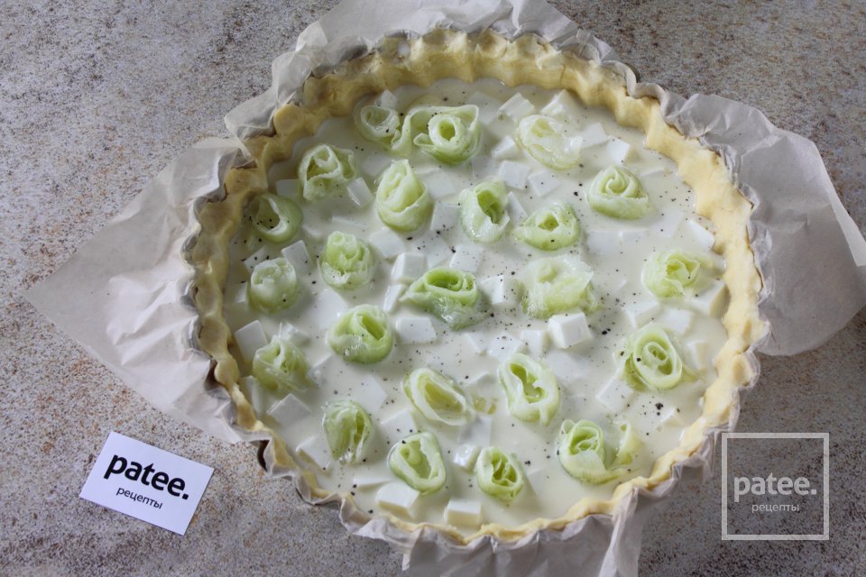 Киш лорен с кабачком и брынзой. - Шаг 12