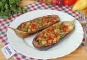 Баклажаны фаршированные грибами и болгарским перцем