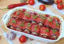 Баклажанные рулетики с мясом в духовке