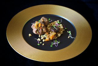 Оссобуко в апельсиновом соусе с полботто